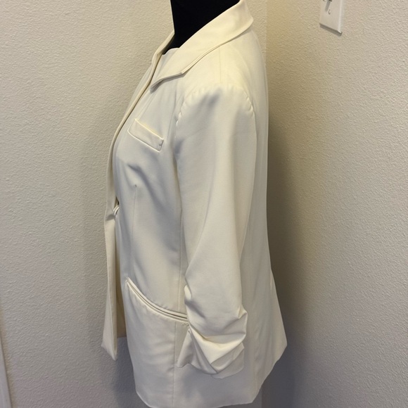 Elizabeth And James Cream Scrunch Sleeve Blazer Long Line 8 - Picture 7 of 12